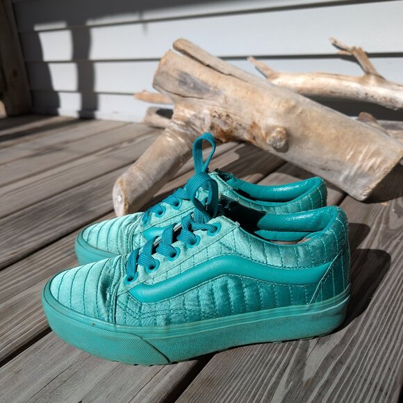 Opening Ceremony x Vans Tie Lace Up Skater Platform Satin Seafoam Green Womens 9 - Picture 6 of 16